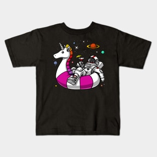 Space Astronaut Riding Unicorn Float Kids T-Shirt